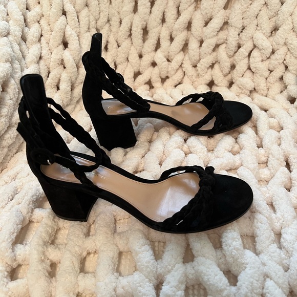 Gianvito Rossi Shoes - Gianvito Rossi Portofino 60mm Block Heel Braid & Knot Leather Suede Sandals